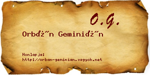 Orbán Geminián névjegykártya